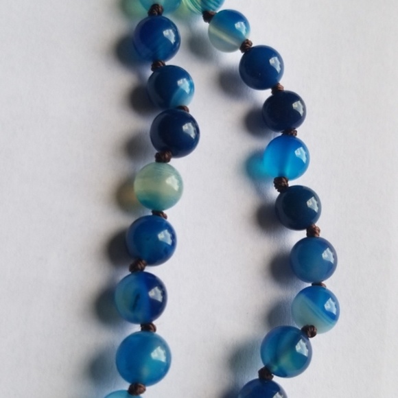 Bohemian  Natural Stone  Knotted statment Necklace - Picture 3 of 7